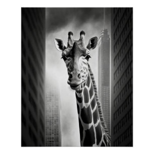 Giraffe in einem Stadtbild Poster
