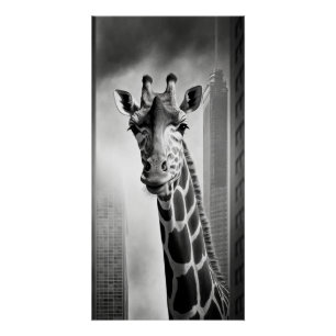 Giraffe in einem Stadtbild Poster
