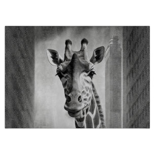 Giraffe in einem Stadtbild Schneidebrett