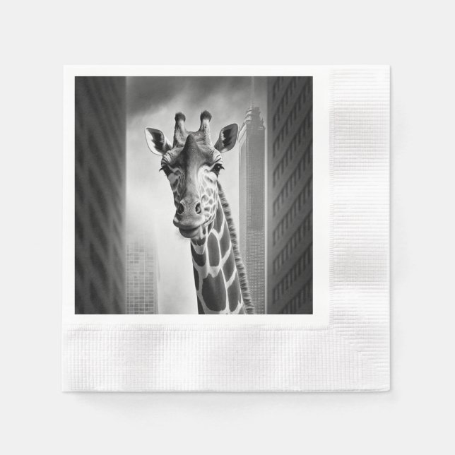 Giraffe in einem Stadtbild Serviette (Vorderseite)