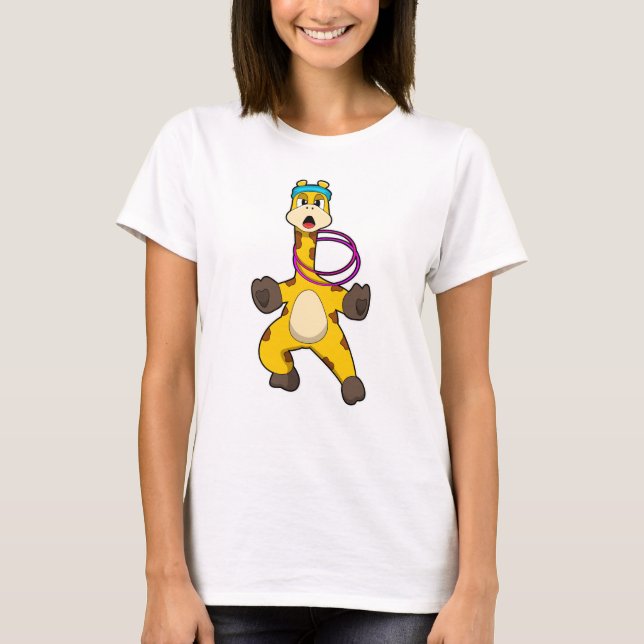 Giraffe in Fitness mit Swing Ring T-Shirt (Vorderseite)