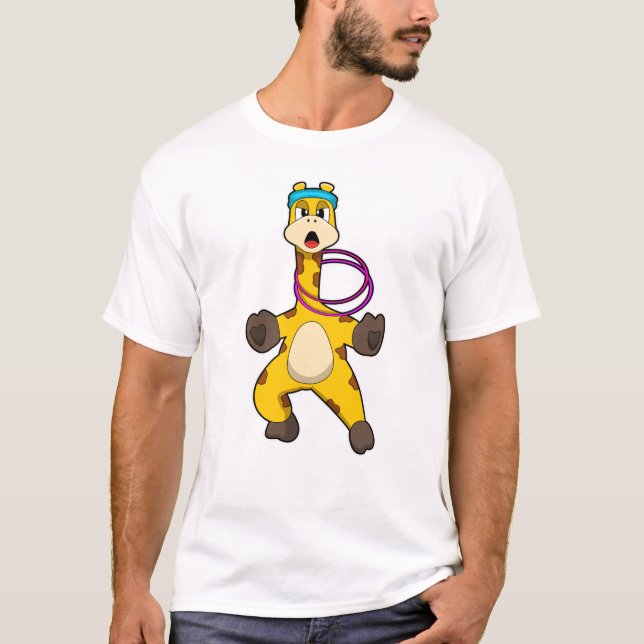 Giraffe in Fitness mit Swing Ring T-Shirt (Vorderseite)