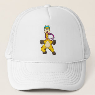 Giraffe in Fitness mit Swing Ring Truckerkappe