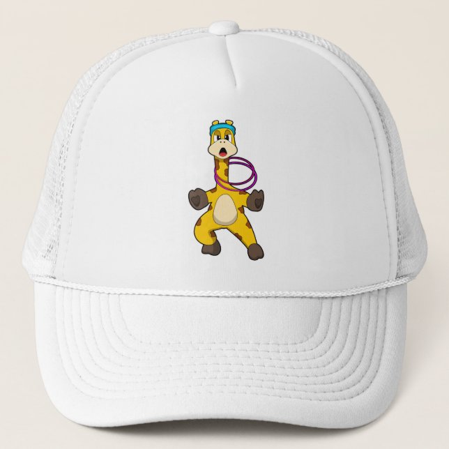 Giraffe in Fitness mit Swing Ring Truckerkappe (Vorderseite)