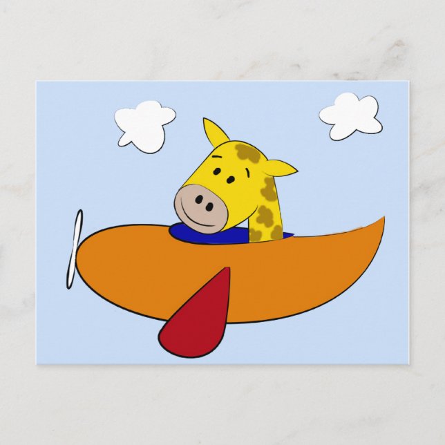 Giraffe in Flugzeug Geburtserklärung Ankündigungspostkarte (Vorderseite)
