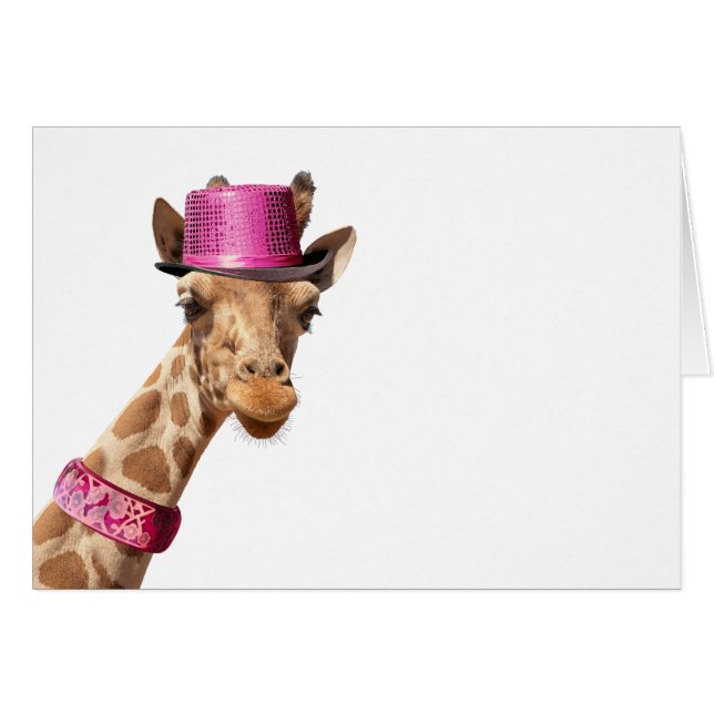 Giraffe in funkelnd-rosa Hut (Vorderseite (Horizontal))