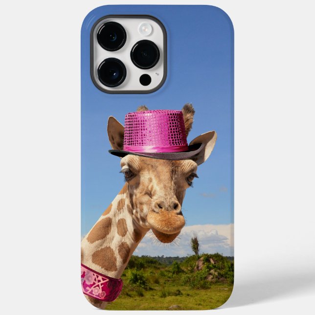 Giraffe in funkelnd-rosa Hut Case-Mate iPhone 14 Pro Max Hülle (Rückseite)