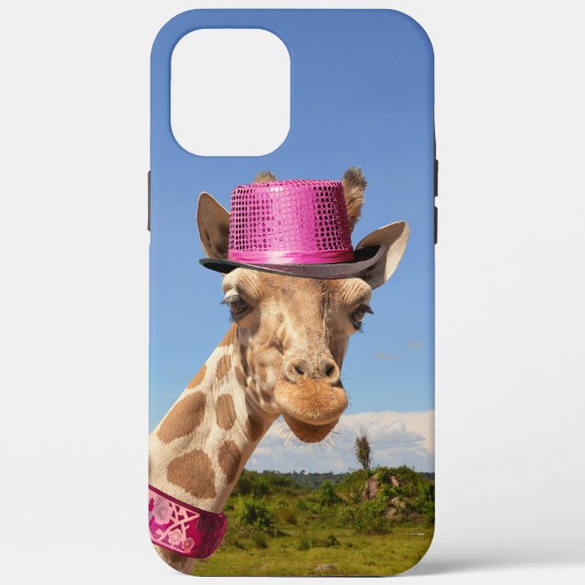 Giraffe in funkelnd-rosa Hut Case-Mate iPhone Hülle (Rückseite)