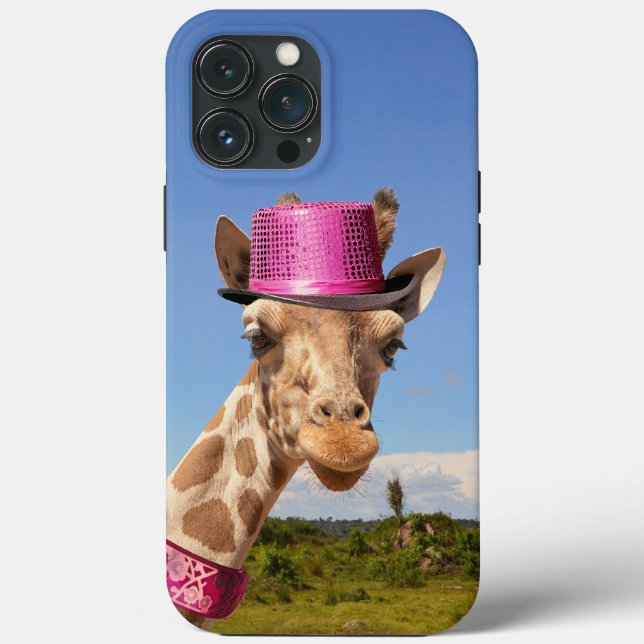 Giraffe in funkelnd-rosa Hut Case-Mate iPhone Hülle (Rückseite)