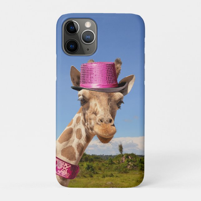 Giraffe in funkelnd-rosa Hut Case-Mate iPhone Hülle (Rückseite)