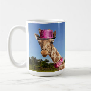 Giraffe in funkelnd-rosa Hut Kaffeetasse