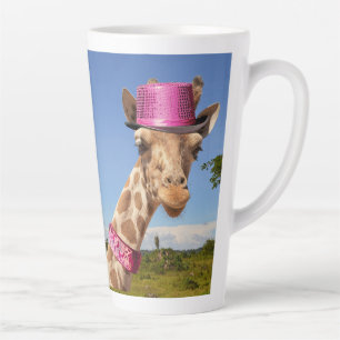 Giraffe in funkelnd-rosa Hut Milchtasse