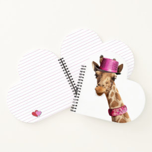 Giraffe in funkelnd-rosa Hut Notizbuch
