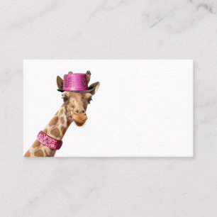 Giraffe in funkelnd-rosa Hut Platzkarte