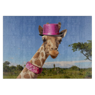 Giraffe in funkelnd-rosa Hut Schneidebrett