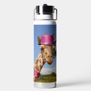 Giraffe in funkelnd-rosa Hut Trinkflasche