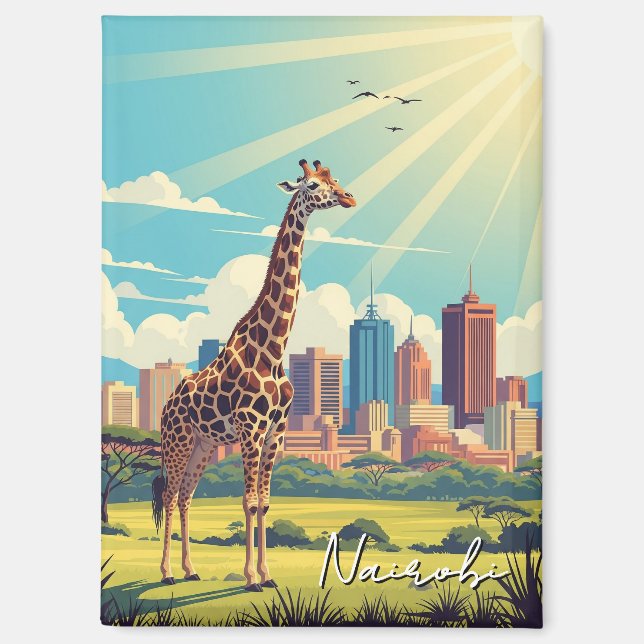 Giraffe in Nairobi Kenya Magnet (Vorderseite)