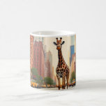 Giraffe in NYC Kaffeetasse<br><div class="desc">Illustration von lustiger Giraffe in den Straßen von New York City</div>