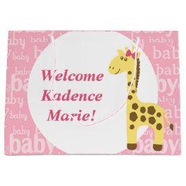 Giraffe in Pink Bow Babydusche für Mädchen Große Geschenktüte