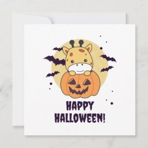 Giraffe in Pumpkin Niedliche Giraffen Happy Hallow Einladung