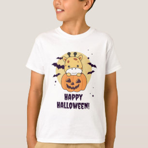 Giraffe in Pumpkin Niedliche Giraffen Happy Hallow T-Shirt