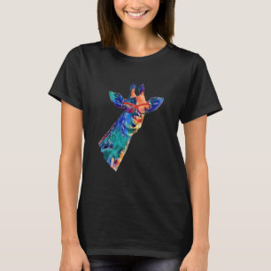 Giraffe in Sonnenbrille Rainbow Watercolor AI Styl T-Shirt