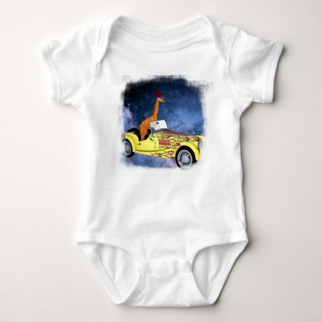 Giraffe in Space Jersey Bodysuit Baby Strampler (Vorderseite)