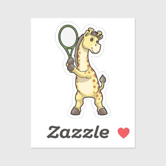 Giraffe in Tennis mit Tennisschläger Aufkleber (Blatt)