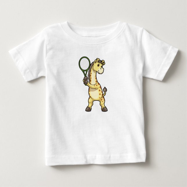 Giraffe in Tennis mit Tennisschläger Baby T-shirt (Vorderseite)
