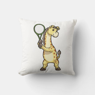 Giraffe in Tennis mit Tennisschläger Kissen
