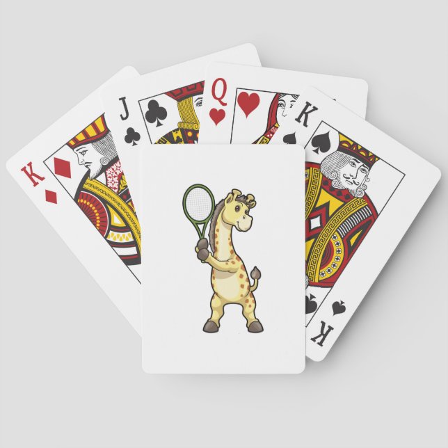Giraffe in Tennis mit Tennisschläger Spielkarten (Rückseite)