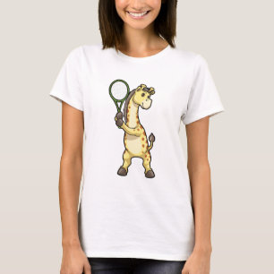 Giraffe in Tennis mit Tennisschläger T-Shirt
