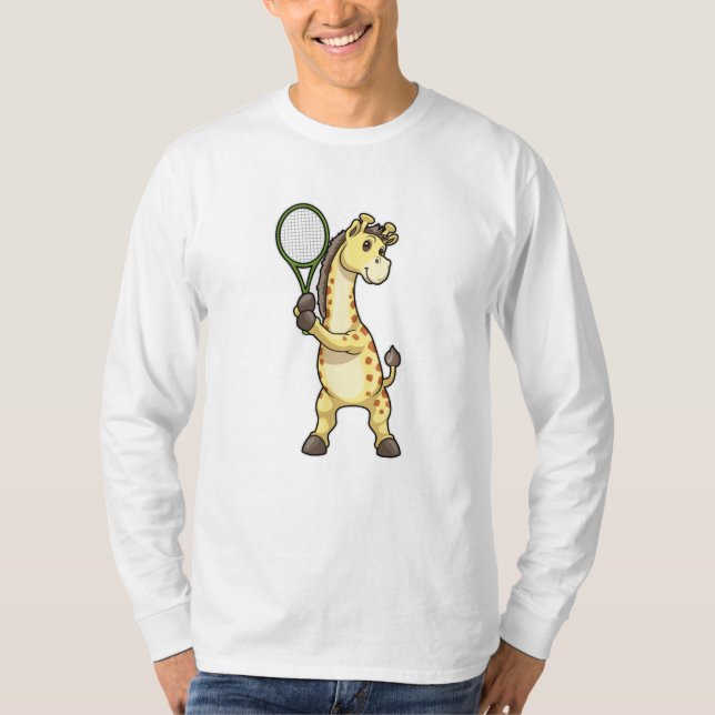 Giraffe in Tennis mit Tennisschläger T-Shirt (Vorderseite)