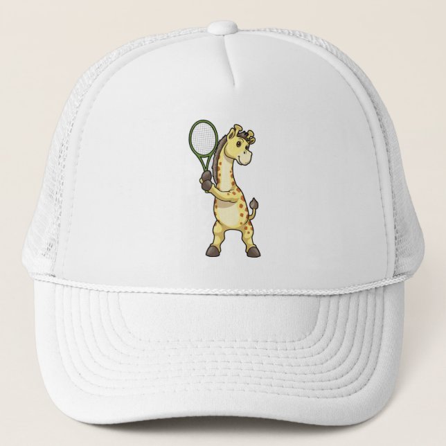 Giraffe in Tennis mit Tennisschläger Truckerkappe (Vorderseite)