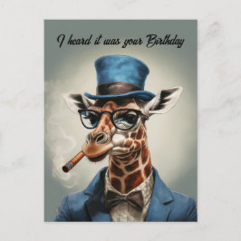Giraffe in Top-Hut und Jacke Glücklicher Geburtsta Postkarte