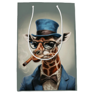 Giraffe in Tophut und Jacke Mittlere Geschenktüte