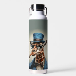 Giraffe in Tophut und Jacke Trinkflasche