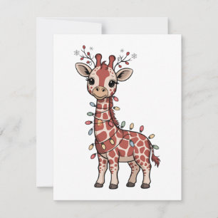 Giraffe in Weihnachtslichter gewickelt Tierliebhab Mitteilungskarte