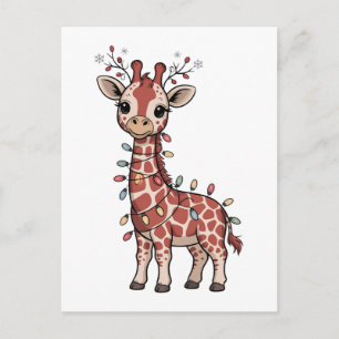 Giraffe in Weihnachtslichter gewickelt Tierliebhab Postkarte