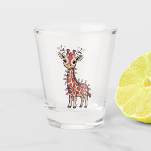 Giraffe in Weihnachtslichter gewickelt Tierliebhab Schnapsglas