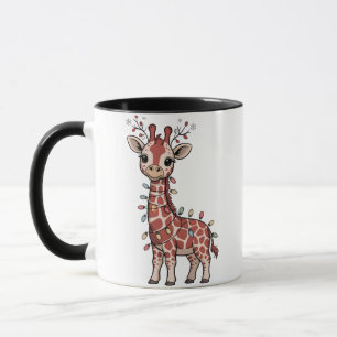 Giraffe in Weihnachtslichter gewickelt Tierliebhab Tasse