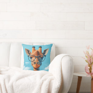 Giraffe in Wolken mit Brille Kissen