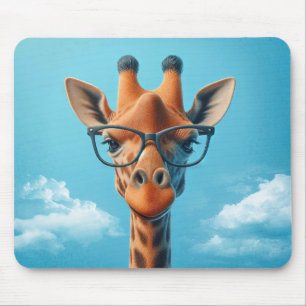 Giraffe in Wolken mit Brille Mousepad