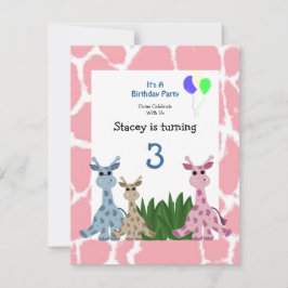 Giraffe Invitation d'anniversaire