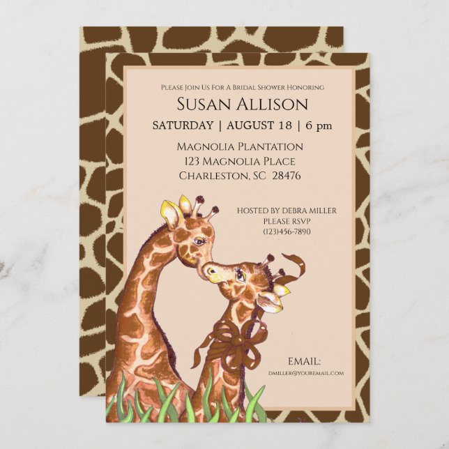 Giraffe Invitation de douche nuptiale (Devant / Derrière)