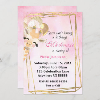 Giraffe jeden Geburtstags Einladung