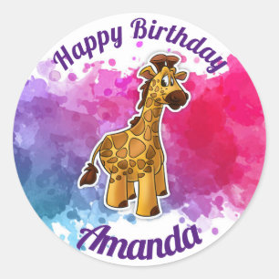 Giraffe joyeux Sticker d'anniversaire