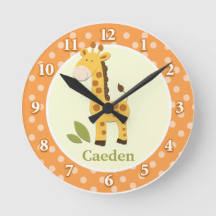 Giraffe Jungle Adventure (Orange) Wall Clock Runde Wanduhr