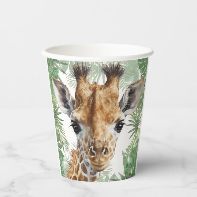 Giraffe Jungle Background Pappbecher (Vorderseite)