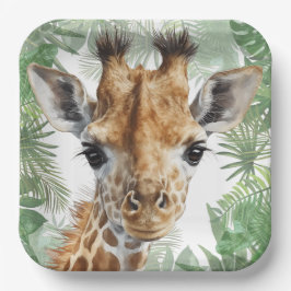 Giraffe Jungle Background Pappteller